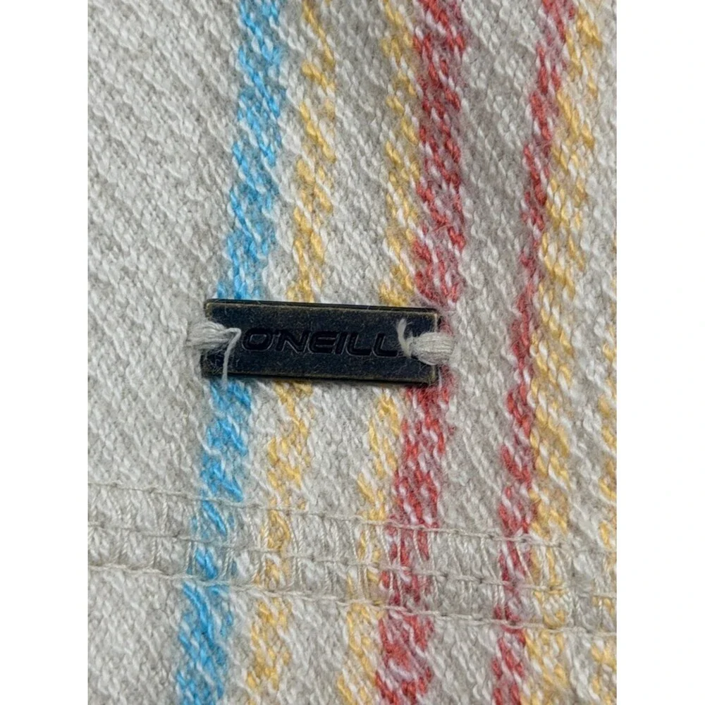 O'Neill Striped Knit Hoodie Small V Neck Pullover Sweater
